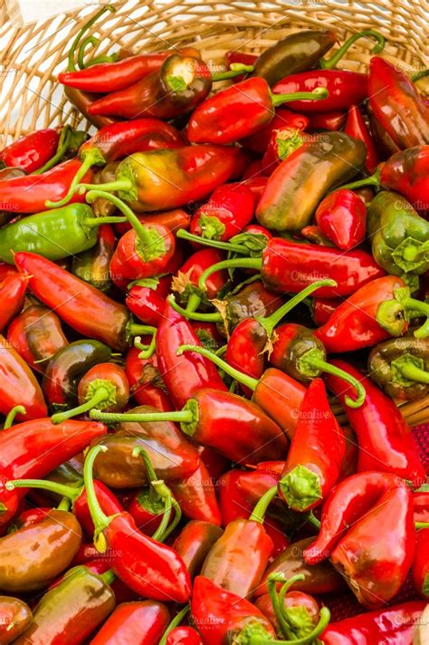 red hot peppers at market high quality food images ~ creative market