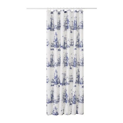 Ikea Aggersund Boats Fabric Shower Curtain Blue White