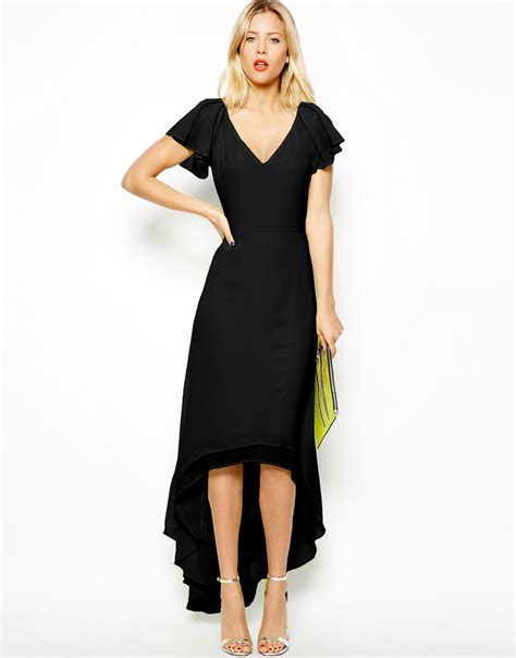 Lyst Asos High Low Hem Maxi Dress In Black