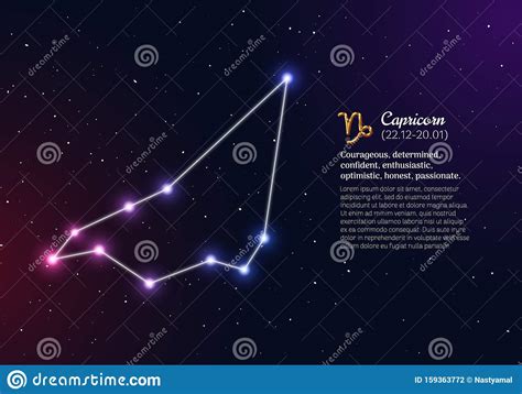 Capricorn Zodiacal Constellation With Bright Stars Stock Vector