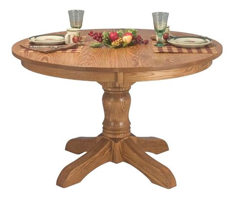 Amish 48 Round Pedestal Dining Table Country Solid Oak Wood Mckenzie