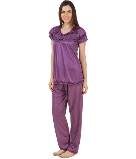 Buy Crazyliner Purple Satin Pajamas Online At Best Prices In India