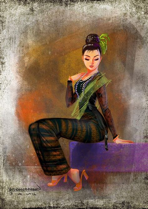 Myanmar Ladys On Behance Myanmar Art Vintage Myanmar Girl Cartoon