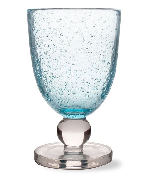Aqua Bubble Goblet Set Of Six Bubble Glass Glass Blue Glassware