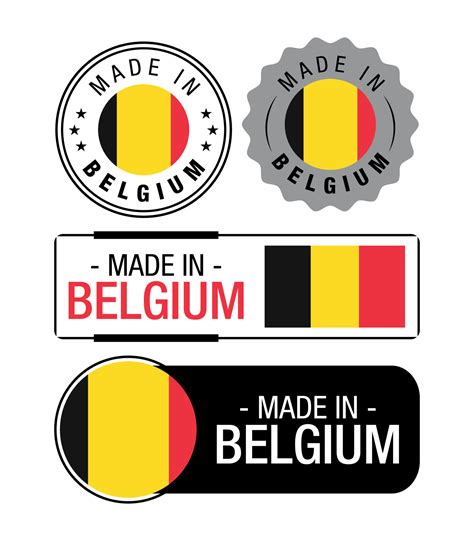 Set Of Made In Belgium Labels Logo Belgium Flag Belgium Product