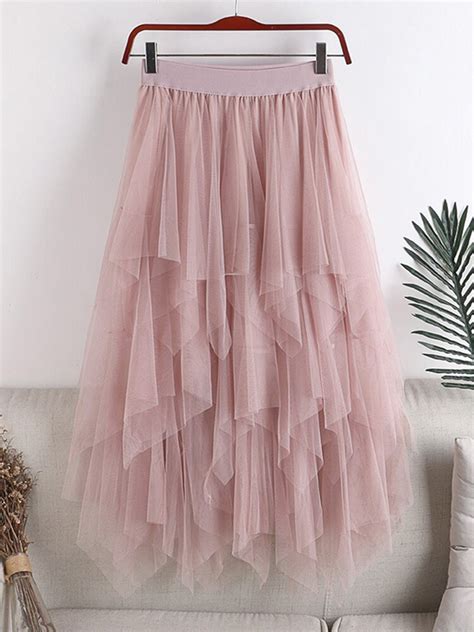 TIGENA Tiered Tulle Long Skirt For Women 2023 Summer Fashion Irregular