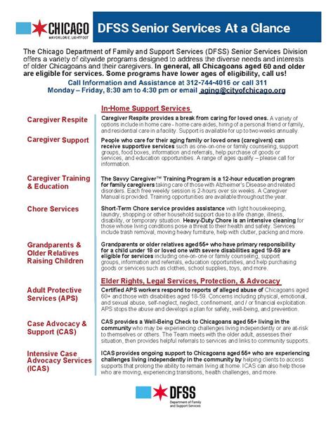 Dfss Senior Services At A Glance