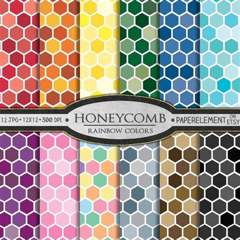 Honeycomb Digital Paper Honeycomb Patterns Printable Etsy Printable