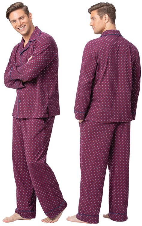 Classic Foulard Mens Pajamas Burgundy In Cotton Pajamas For Men