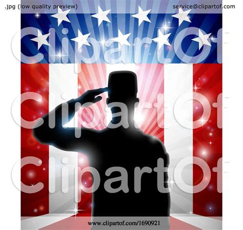 American Patriotic Soldier Saluting Flag By Atstockillustration 1690921