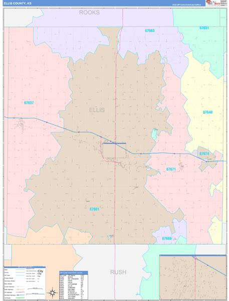 Wall Maps Of Ellis County Kansas