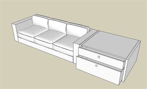 Creative Sofa Set With Side Drawer Table 3d Model Cad Drawing Details