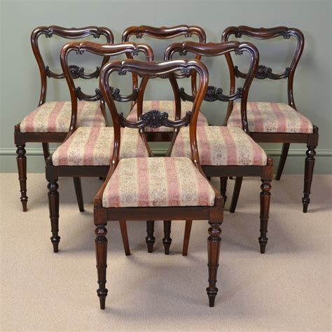 Spectacular Set Of Six Victorian Antique Rosewood Dining Chairs By