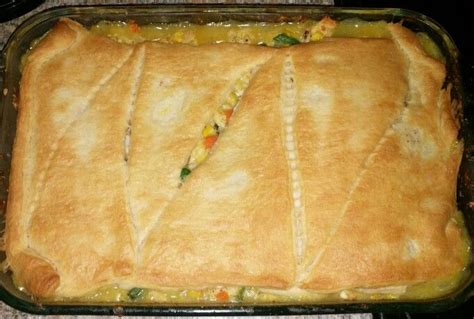 In order for the inside mixture of the pot pie to be next up is the mixed vegetables and diced chicken. Easy chicken pot pie. Yummy. 1/2 c. Chicken broth 2 cups ...