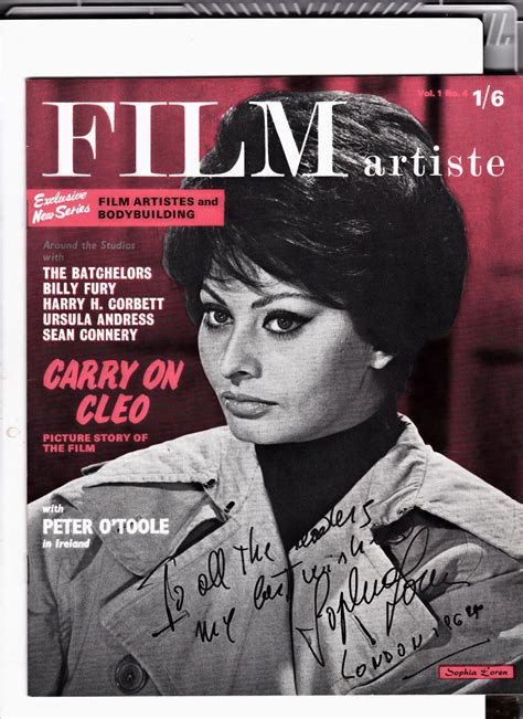 Film Artiste Magazine Volume 1 Number 4 1964 Front Cover Sophia Loren 1964 Magazine