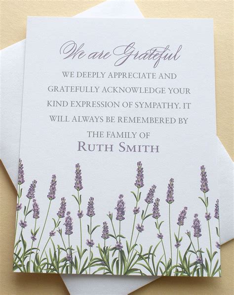 Funeral Thank You Sympathy Card With A Meadow Of Purple Lilacs Etsy