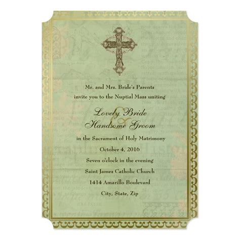 Vintage Catholic Cross Antique Wedding Invitation In 2021