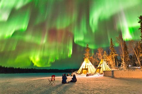 Camping Out Under The Aurora Borealis Image Taken Near The Town Of