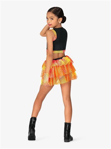 Girls 2 Piece Crop Top Costume Set In 2022 Girls Dance Outfits Kids