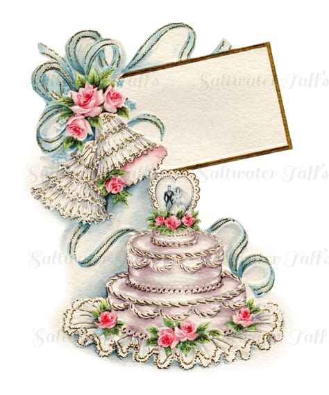 Vintage Wedding Cake Png And  Digital Download Vintage Card Transfer