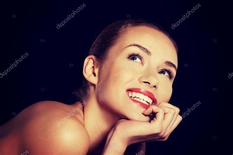 Portrait Of Beautiful Topless Caucasian Woman Stock Photo By Piotr Marcinski