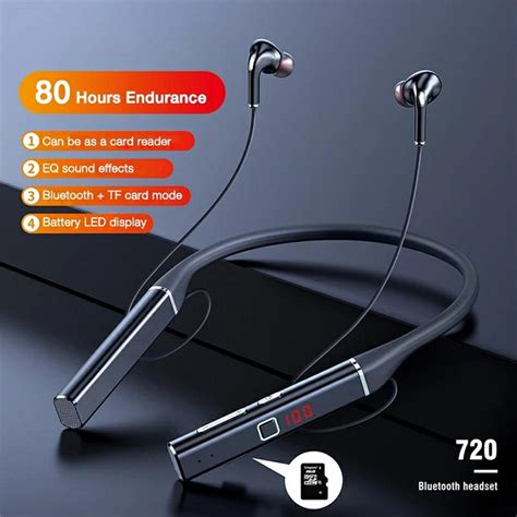 80 Timmars Uthållighet Bluetooth Hörlurar Heavy Bass Trådlösa Hörlurar Sport Stereo Neck Headset