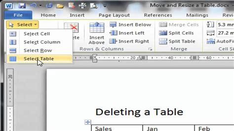 How To Delete A Microsoft Account Ms Word 2010 Deleting A Table