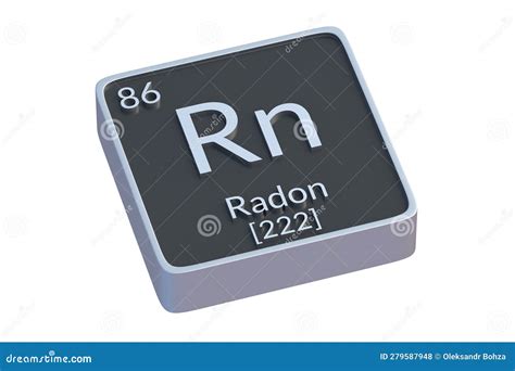 Radon Rn Elemento Químico De La Tabla Periódica Aislado En Fondo Blanco