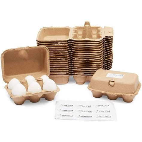 20 Pack Half Dozen Egg Cartons With 25 Label Cardboard Egg Storage Container Brown Walmart