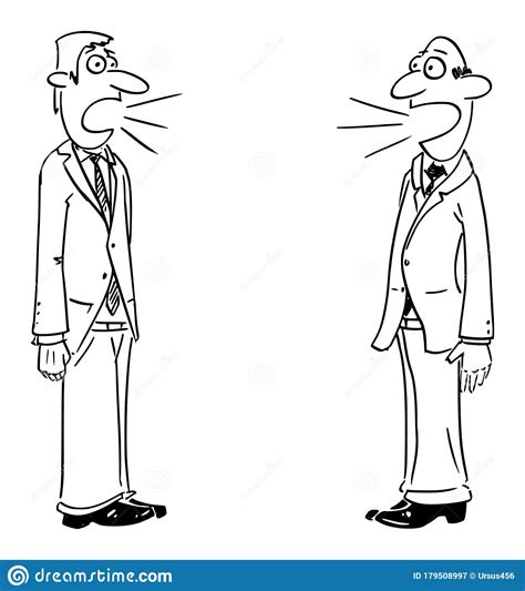 Vector Comic Cartoon of Two Men or Businessmen Talking. Concept of