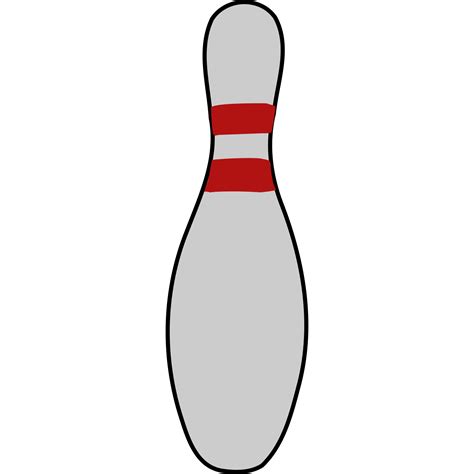 Bowling Pin 3 Svg Clip Art Red White Outline Free Sports Transparent