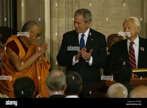 president george bush dalai lama and majority leader of the house harry reid the congressional