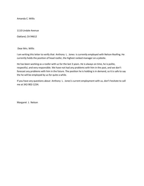 Letter Confirming Employment Free Download Printable Templates Lab