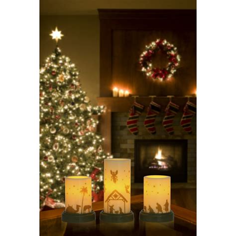 Holiday Nativity Led Flameless Candle Set Of 3