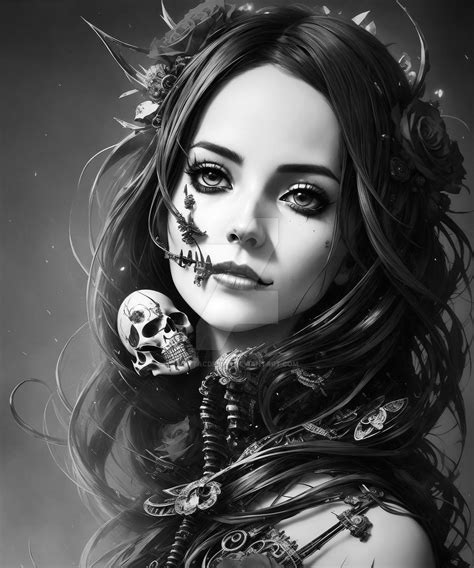 Roses Woman Dark Skulls Bones Design Dark Gothic G By Sytacdesign On Deviantart
