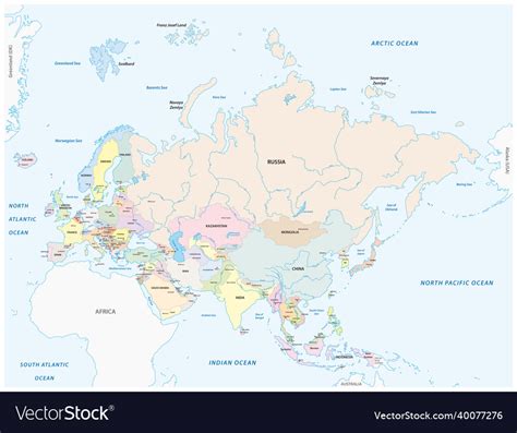 Map Of The Two Continents Europe And Asia Eurasia Vector Image