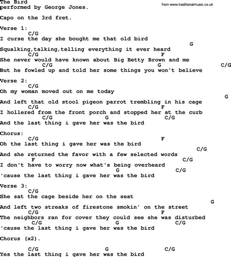 The Bird By George Jones Counrty Song Lyrics And Chords