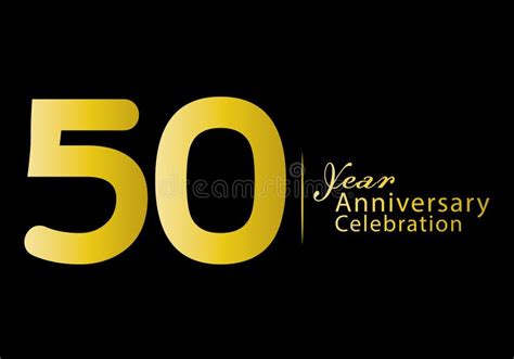 50 Years Anniversary Celebration Logotype Gold Color Vector 50th