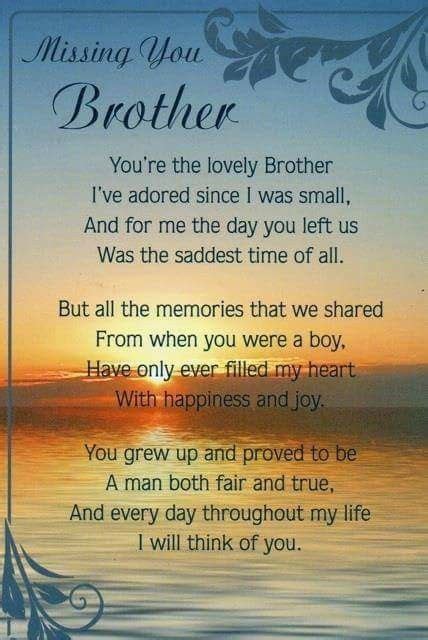 Brother Poems From Sister Miss You Brother Quotes Missing My Brother