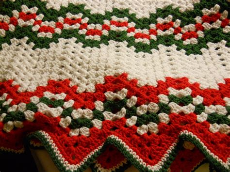Crochet Christmas Afghan Ripple Pattern In Red Green And White