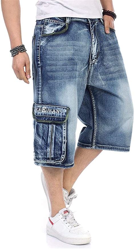 Plus Size Mens Shorts Cargo Jeans Denim Shorts Casual Loose Style Big