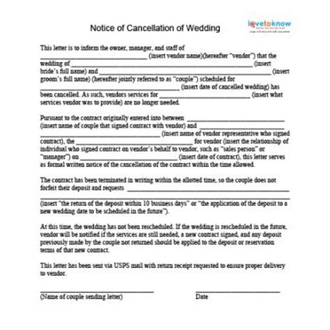 You should write this letter as soon as you've made a final decision not to go through with the wedding. How to Cancel a Wedding | LoveToKnow