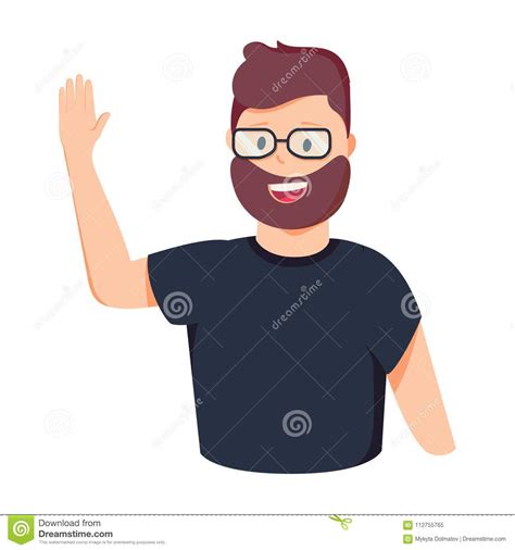 Vector Illustration Character Happy Business Man Greeting Say Hi Hello