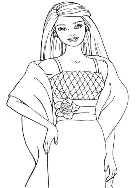 Style Dress Barbie Doll Coloring Pages Cartoon Coloring Pages