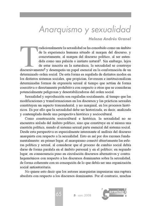 Anarquismo Y Sexualidad Helena Andr S Granel By Indomable Peri Dico