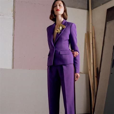 Slim Fit Purple Pant Suit For Women Perfect For Office Evening And