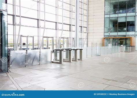 Security Gates In The Lobby Of A Large Corporate Business Stock Photo