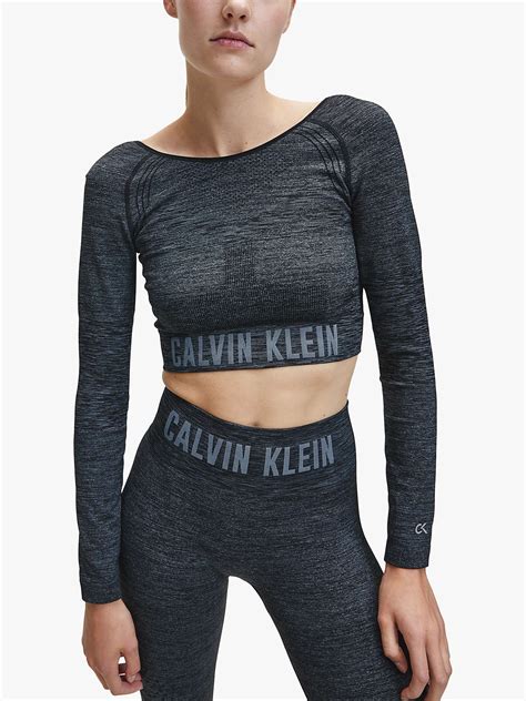 Calvin Klein Performance Long Sleeve Cropped Top Ck Black Heather At