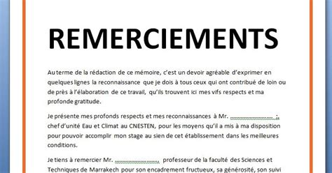 Exemple De Remerciement De Mémoire De Fin D étude Le Meilleur Exemple