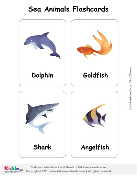 Free Printable Sea Animals Flashcards Flashcards Kiddoworksheets